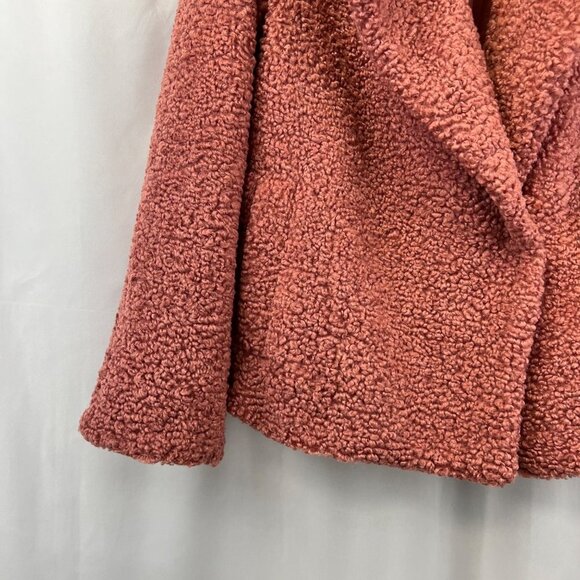 LC Lauren Conrad Shabby Teddy Pea Coat Rose Double Breasted Size Medium - Picture 4 of 9